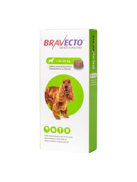 Bravecto 500 Mg X 1 Tbl 10 20 Kg Pentru Caini6141